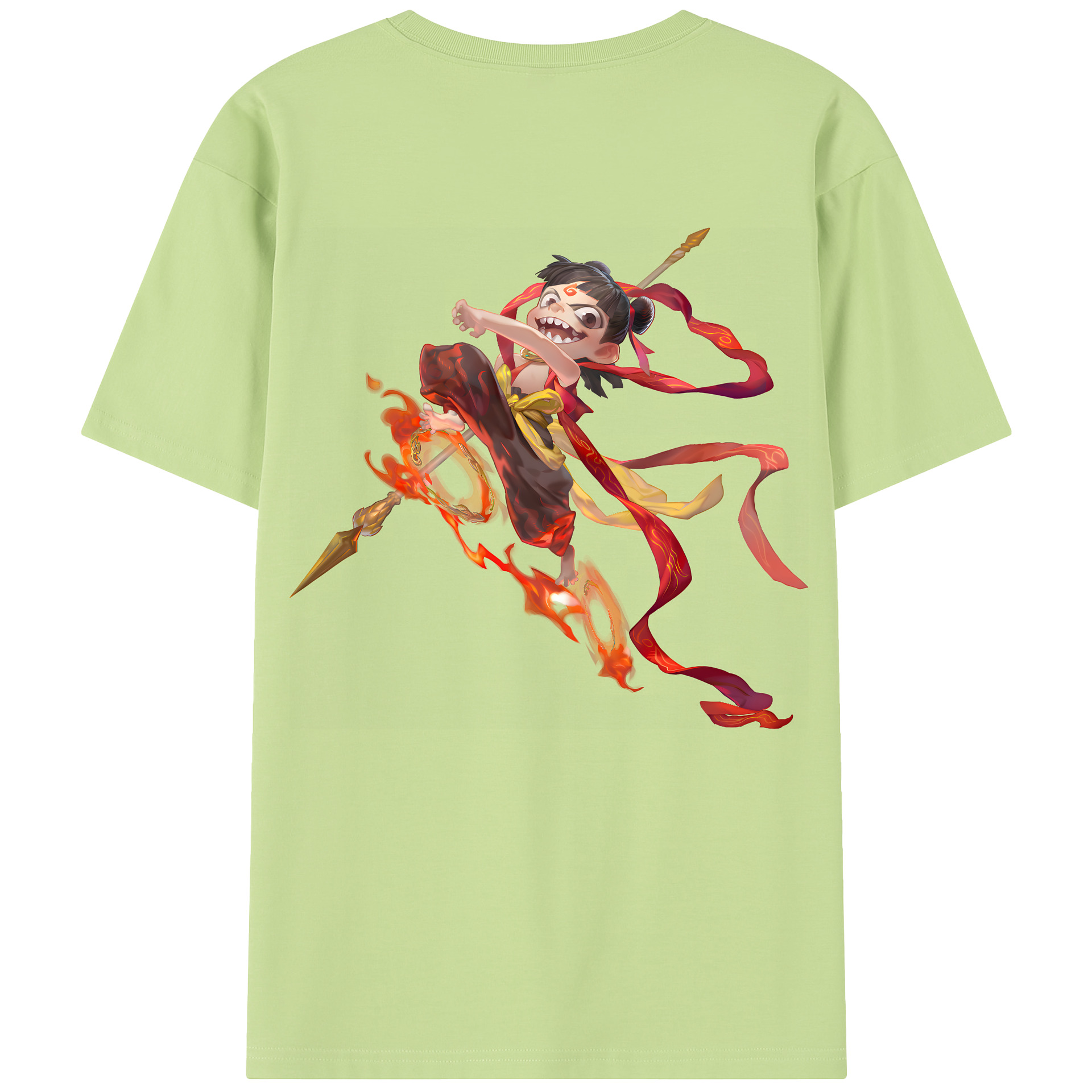 （画像用） Ne Zha 2 ナタ 魔童の大暴れ 綿100％半袖Tシャツ（背面プリント）